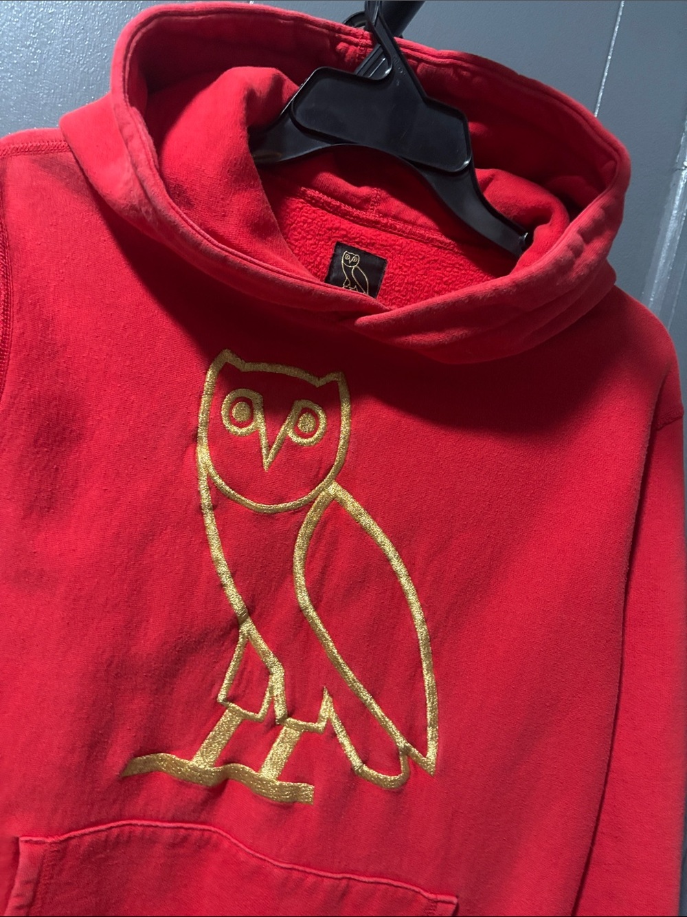 OVO DRAKE Octobers Very Own Red Hoodie with Gold Owl Logo